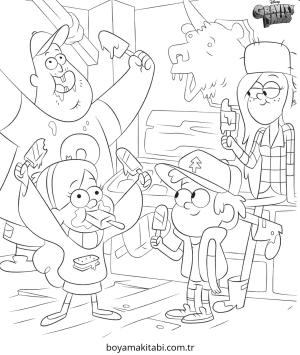 Gravity Falls boyama sayfası – eğitici aktivite, yaratıcılık