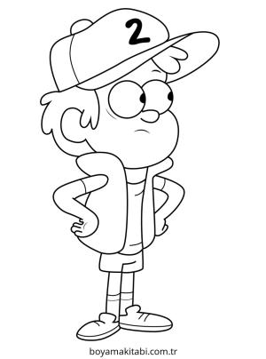Gravity Falls boyama sayfası – kolay boyama, eğitici aktivite