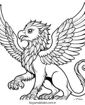 Griffin boyama sayfası – basit çizim, kolay boyama