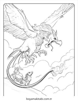 Griffin boyama sayfası – el becerilerini geliştirir, boyama çalışması