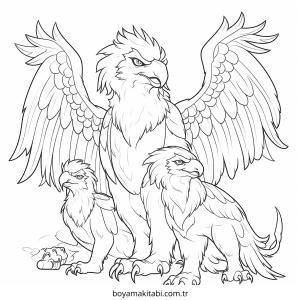 Griffin boyama sayfası – evde etkinlik, ücretsiz yazdır