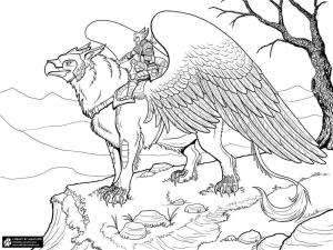 Grifon boyama sayfası,  coloring page, Grifon Binicisi, 