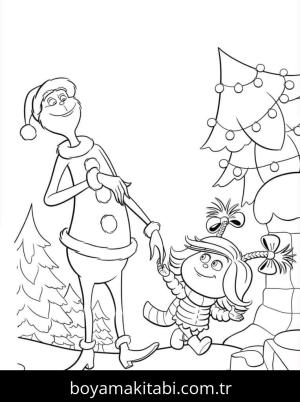 Grinç boyama sayfası – çizgi film temalı, basit çizim