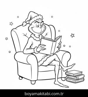 Grinç boyama sayfası – basit çizim, kolay boyama