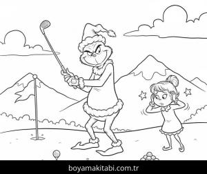 Grinç boyama sayfası – çizgi film temalı, basit çizim