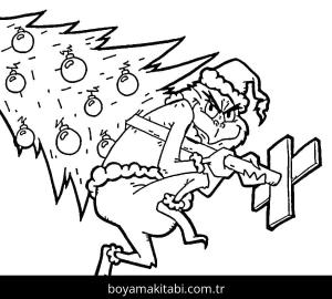 Grinç boyama sayfası – çocuk aktivitesi, PDF indir