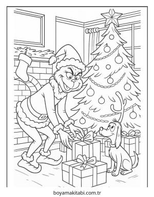 Grinch boyama sayfası – eğlenceli etkinlik, el becerilerini geliştirir