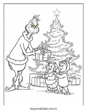 Grinch boyama sayfası – sevimli karakter, sanatsal çalışma