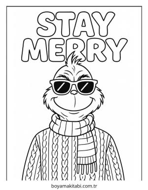 Grinch boyama sayfası – basit çizim, kolay boyama