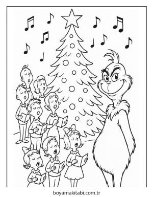 Grinch boyama sayfası – PDF indir, sevimli karakter