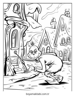 Grinch boyama sayfası – kolay boyama, eğitici aktivite