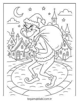 Grinch boyama sayfası – keyifli zaman, renkli çizimler