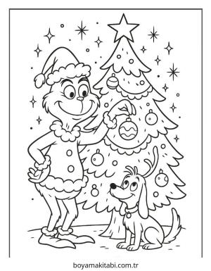 Grinch boyama sayfası – PDF indir, sevimli karakter