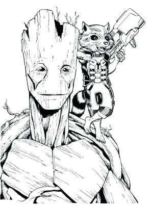 Groot boyama sayfası,  coloring page, Roket ile Groot, 