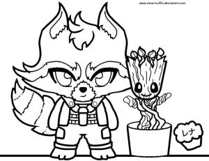 Groot boyama sayfası,  coloring page, Roket ve Bebek Groot, 