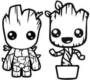 Groot boyama sayfası,  coloring page, İki Groot Bebek, 