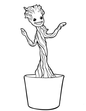 Groot boyama sayfası,  coloring page, Vazoda Küçük Groot, 