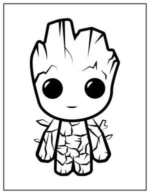 Groot boyama sayfası,  coloring page, Chibi Groot Gülümseyerek, 