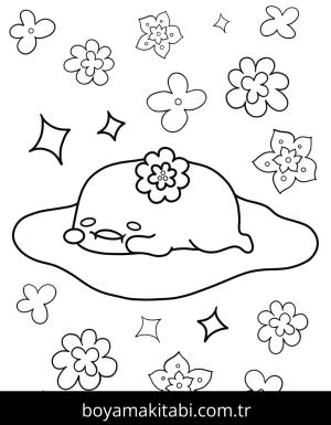 Gudetama boyama sayfası – basit çizim, kolay boyama