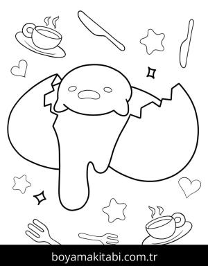 Gudetama boyama sayfası – el becerilerini geliştirir, boyama çalışması
