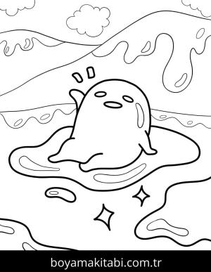Gudetama boyama sayfası – yaratıcılığı geliştirir, keyifli zaman