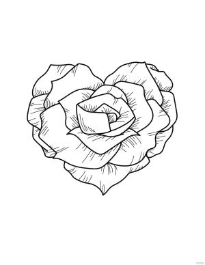 Gül boyama sayfası,  coloring page, Kalp Şeklinde Gül, 