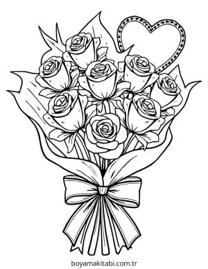 Gül boyama sayfası – boyama çalışması, yaratıcılığı geliştirir