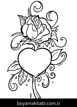 Gül boyama sayfası – sevimli karakter, sanatsal çalışma