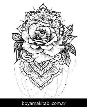 Gül boyama sayfası – eğlenceli etkinlik, el becerilerini geliştirir