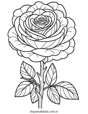 Gül boyama sayfası – çocuk aktivitesi, PDF indir