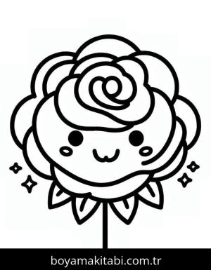 Gül boyama sayfası – kolay boyama, eğitici aktivite