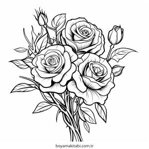 Gül boyama sayfası – okul öncesi, evde etkinlik