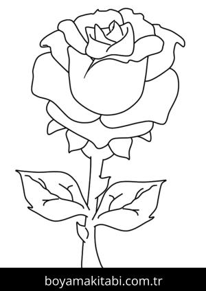 Gül boyama sayfası – çizgi film temalı, basit çizim