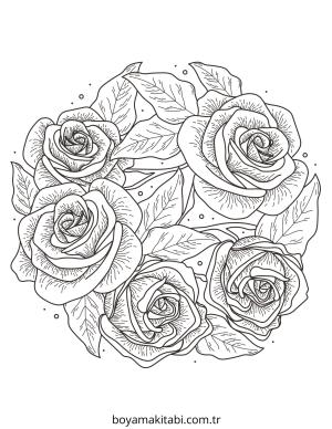 Gül boyama sayfası – boyama çalışması, yaratıcılığı geliştirir