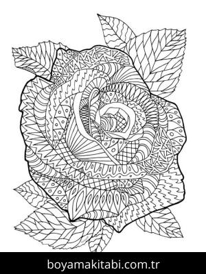 Gül boyama sayfası – PDF indir, sevimli karakter