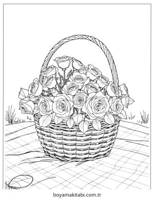 Gül boyama sayfası – eğitici aktivite, yaratıcılık