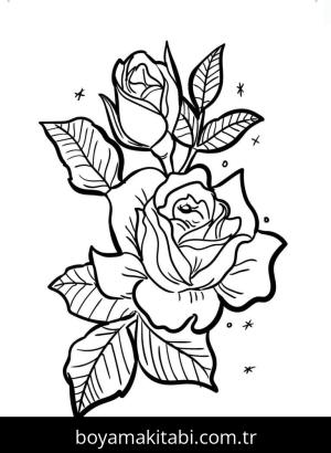 Gül boyama sayfası – okul öncesi, evde etkinlik