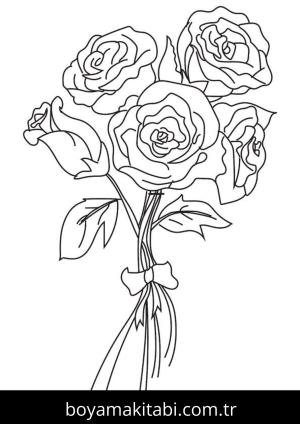 Gül boyama sayfası – sevimli karakter, sanatsal çalışma