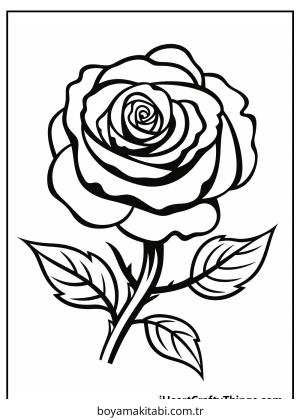 Gül boyama sayfası – eğlenceli etkinlik, el becerilerini geliştirir