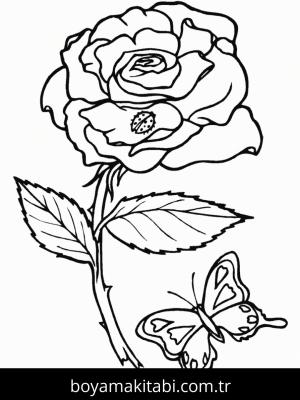Gül boyama sayfası – çizgi film temalı, basit çizim