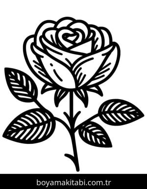 Gül boyama sayfası – sevimli karakter, sanatsal çalışma