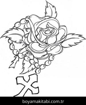 Gül boyama sayfası – çocuklar için, çizgi film temalı