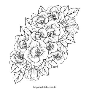 Gül boyama sayfası – basit çizim, kolay boyama