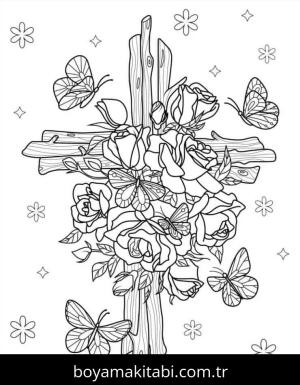 Gül boyama sayfası – PDF indir, sevimli karakter