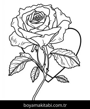 Gül boyama sayfası – çizgi film temalı, basit çizim