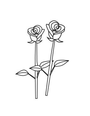 Gül boyama sayfası,  coloring page, İki Gül Ağacı, 