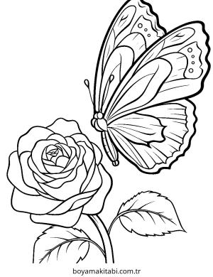 Gül boyama sayfası – evde etkinlik, ücretsiz yazdır