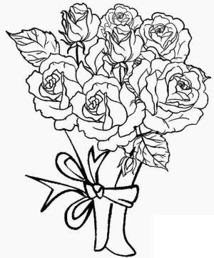 Gül boyama sayfası,  coloring page, Gül Buketi Çizimi, 