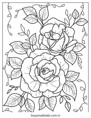 Gül boyama sayfası – sanatsal çalışma, çocuklar için
