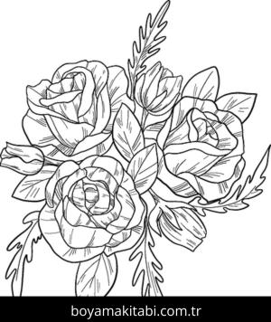 Gül boyama sayfası – basit çizim, kolay boyama